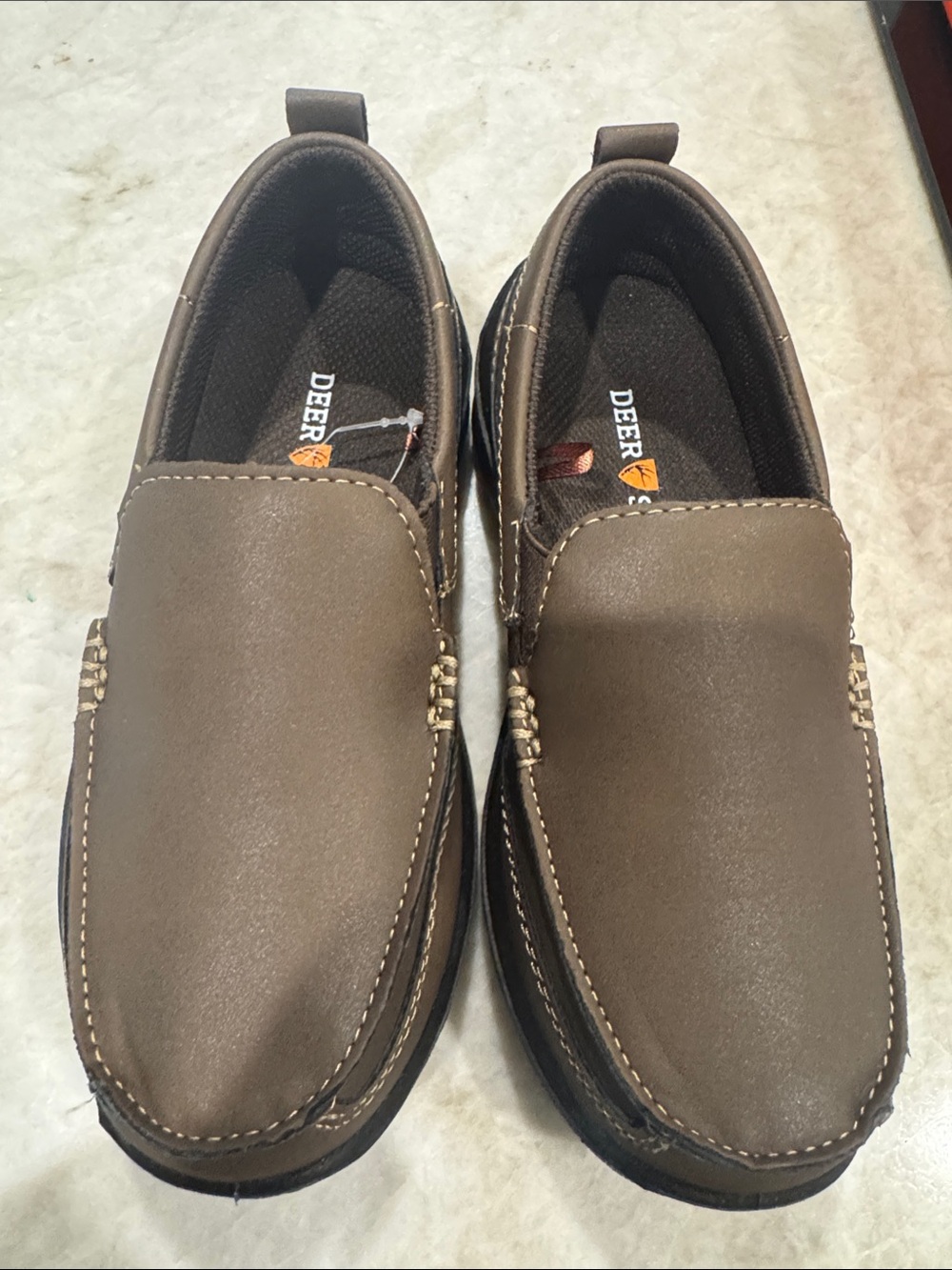 Deer Stags Boys Brown Slip-On Moccasin Loafers